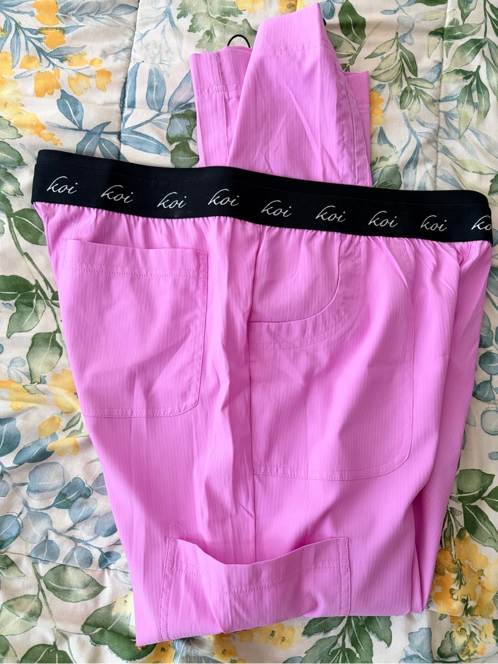 KOI Bright Pink Elastic-Waist Scrub Joggers